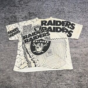 Vintage 90s Las Vegas Raiders AOP T Shirt Mens BOXY XL White Black Logo